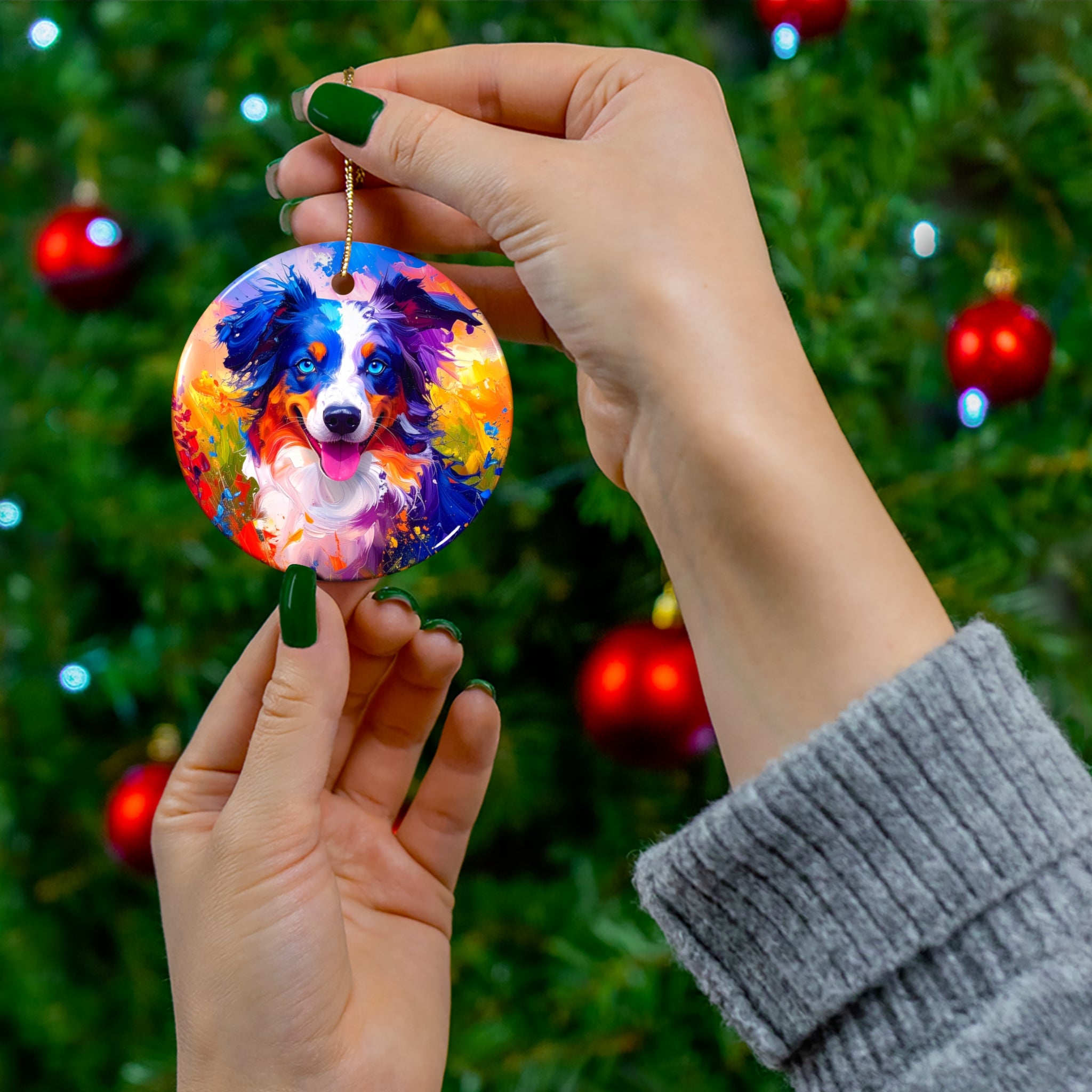 Aussie Shepherd Ceramic Ornament