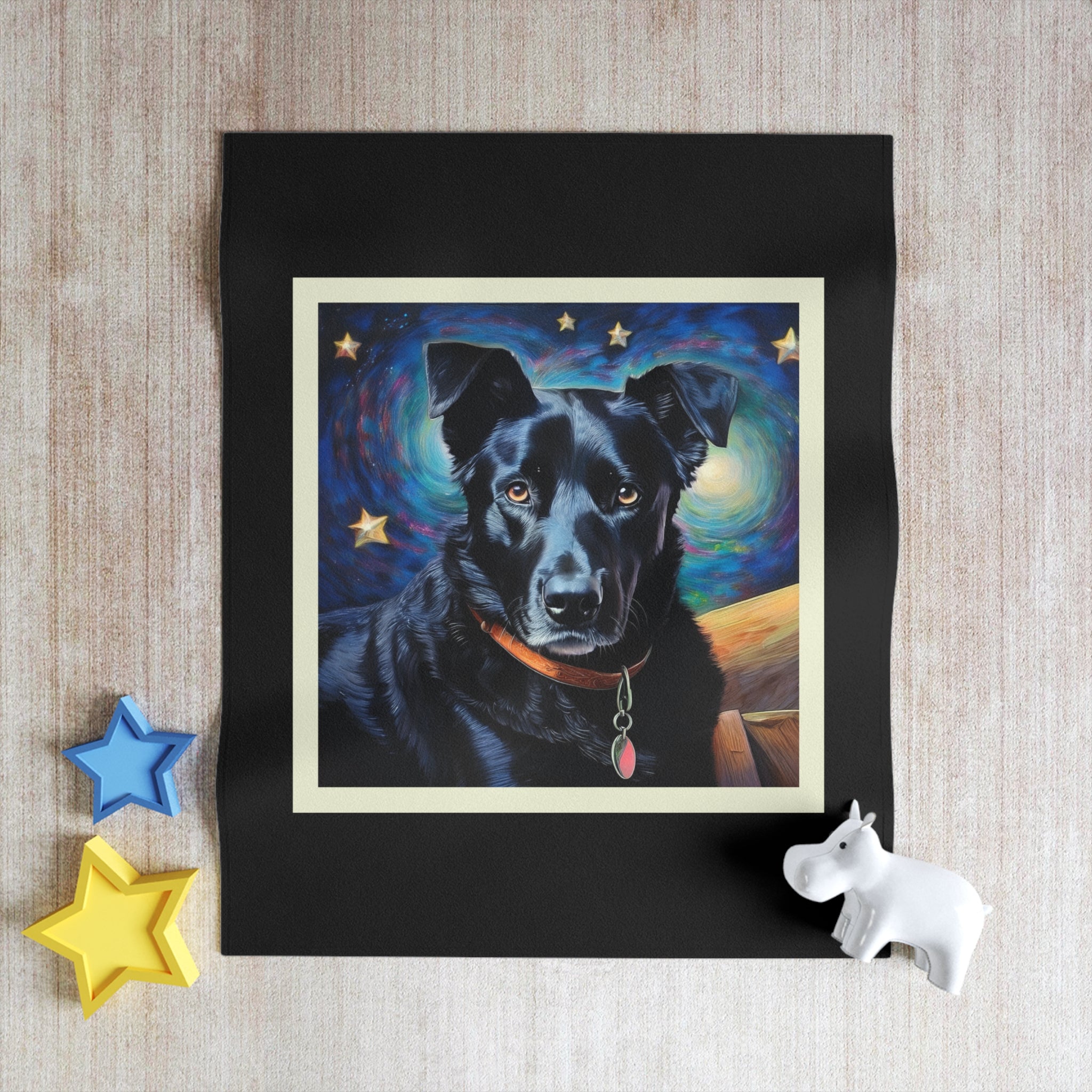 Black Shepherd Lab Stary Night Throw Blanket