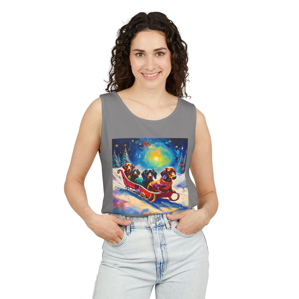 Dachshund Night Sleighride Unisex Tank Top