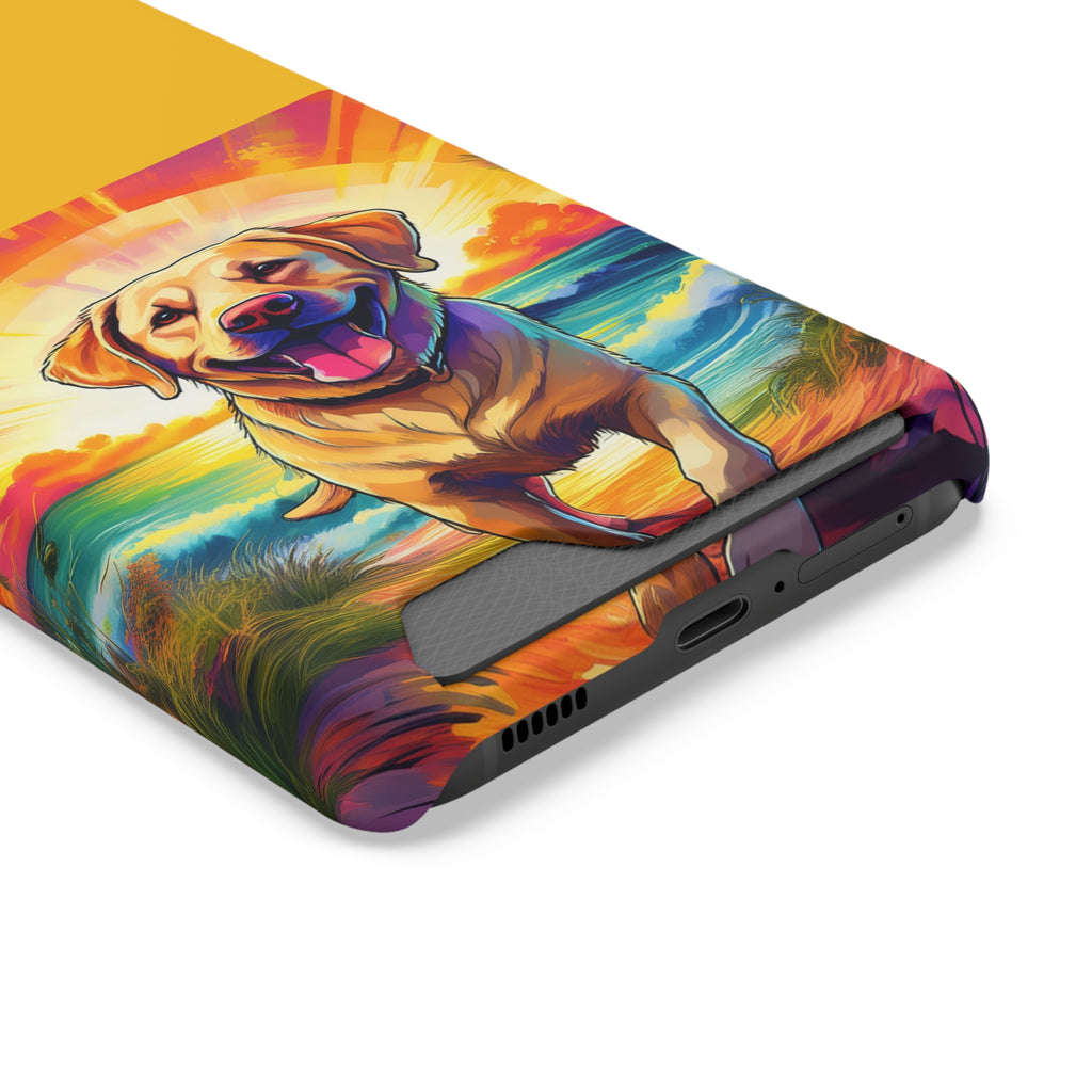 Yellow Lab Sunset Beach Phone Case with Card Holder