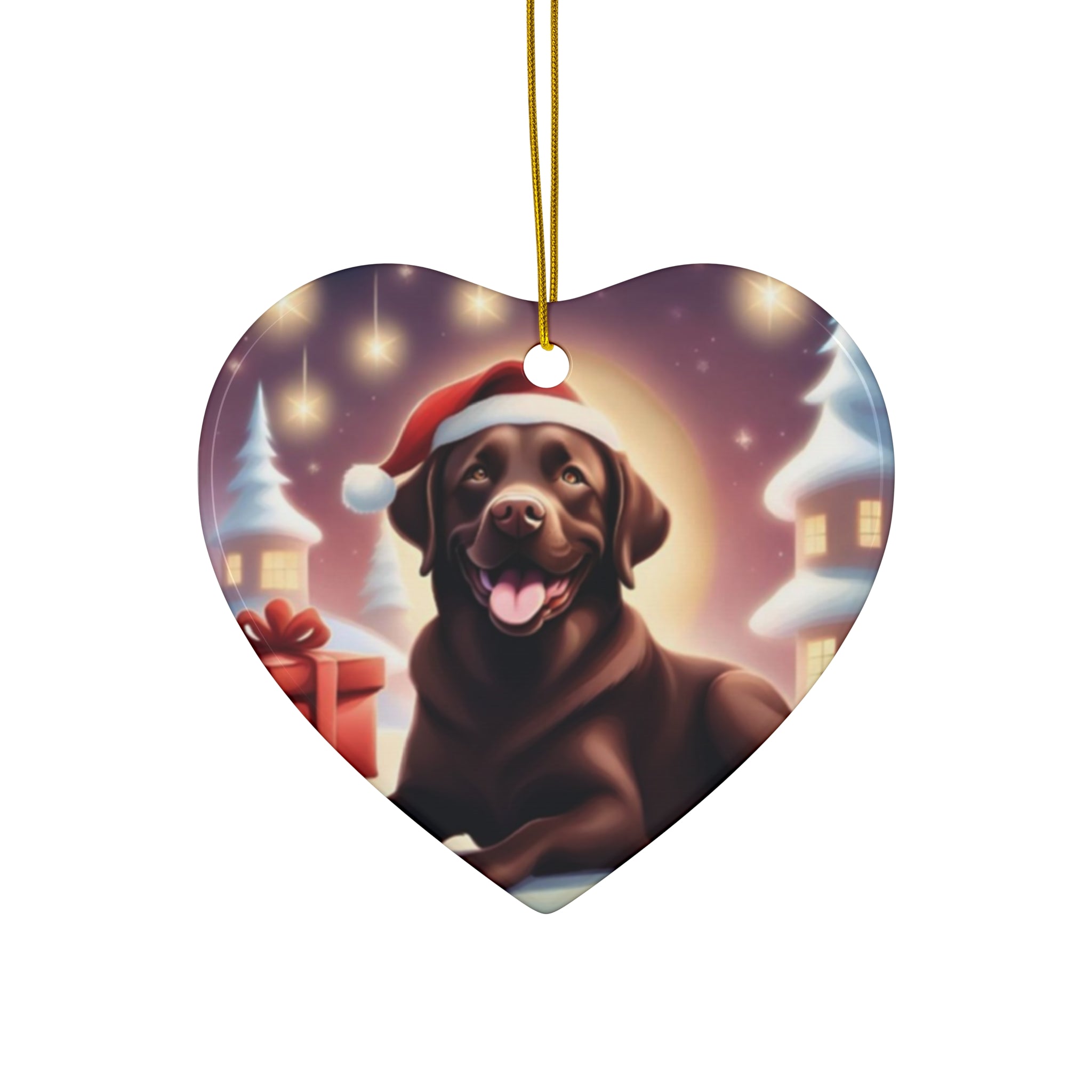 Chocolate Lab Holiday Ceramic Ornament