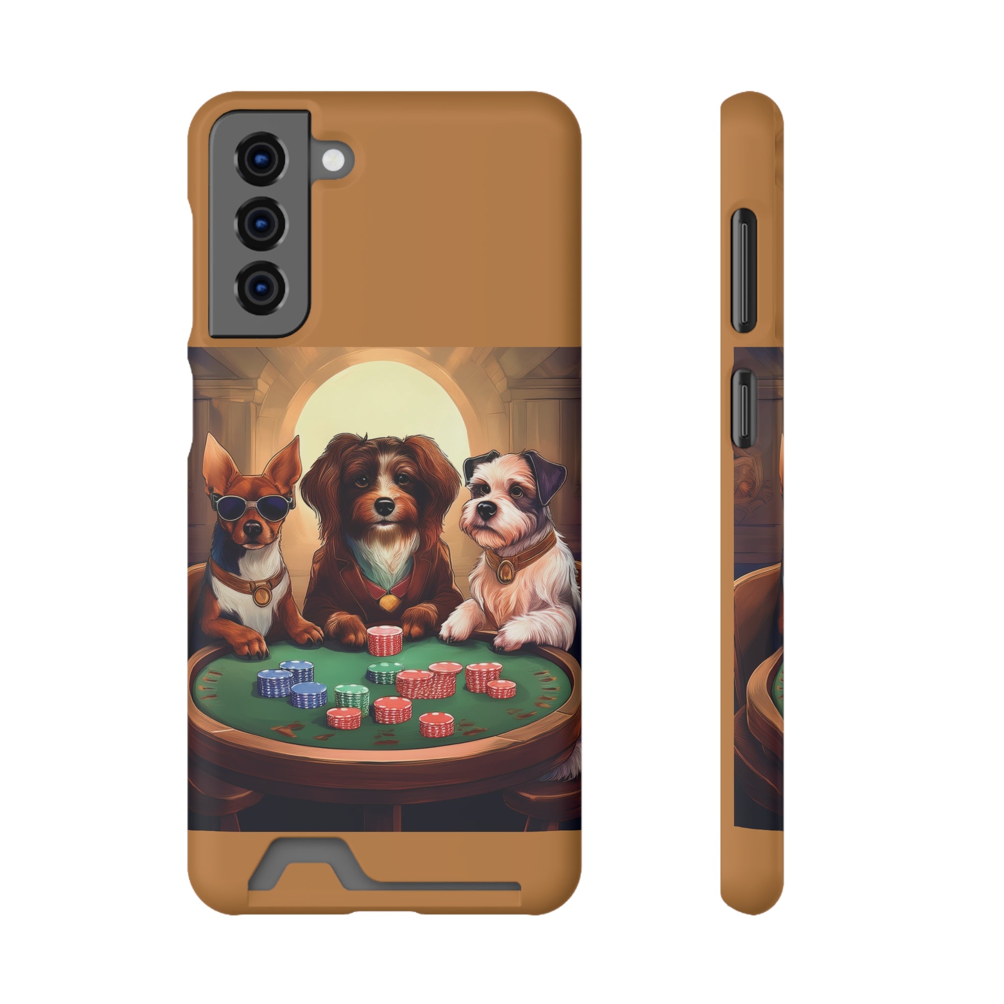 Puppy Poker Phone Case with Card Holder