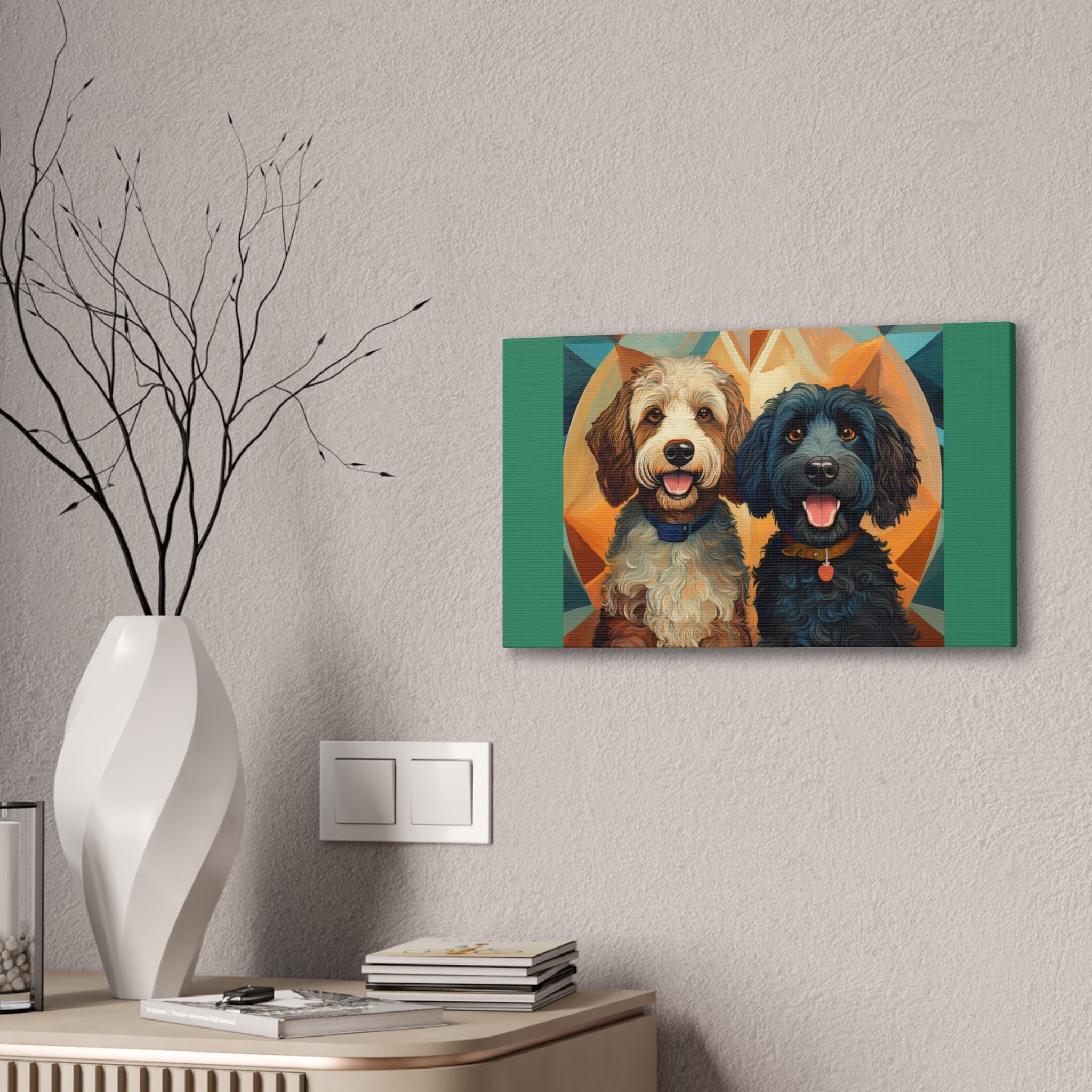 Doodles, Black & Tan Canvas Painting