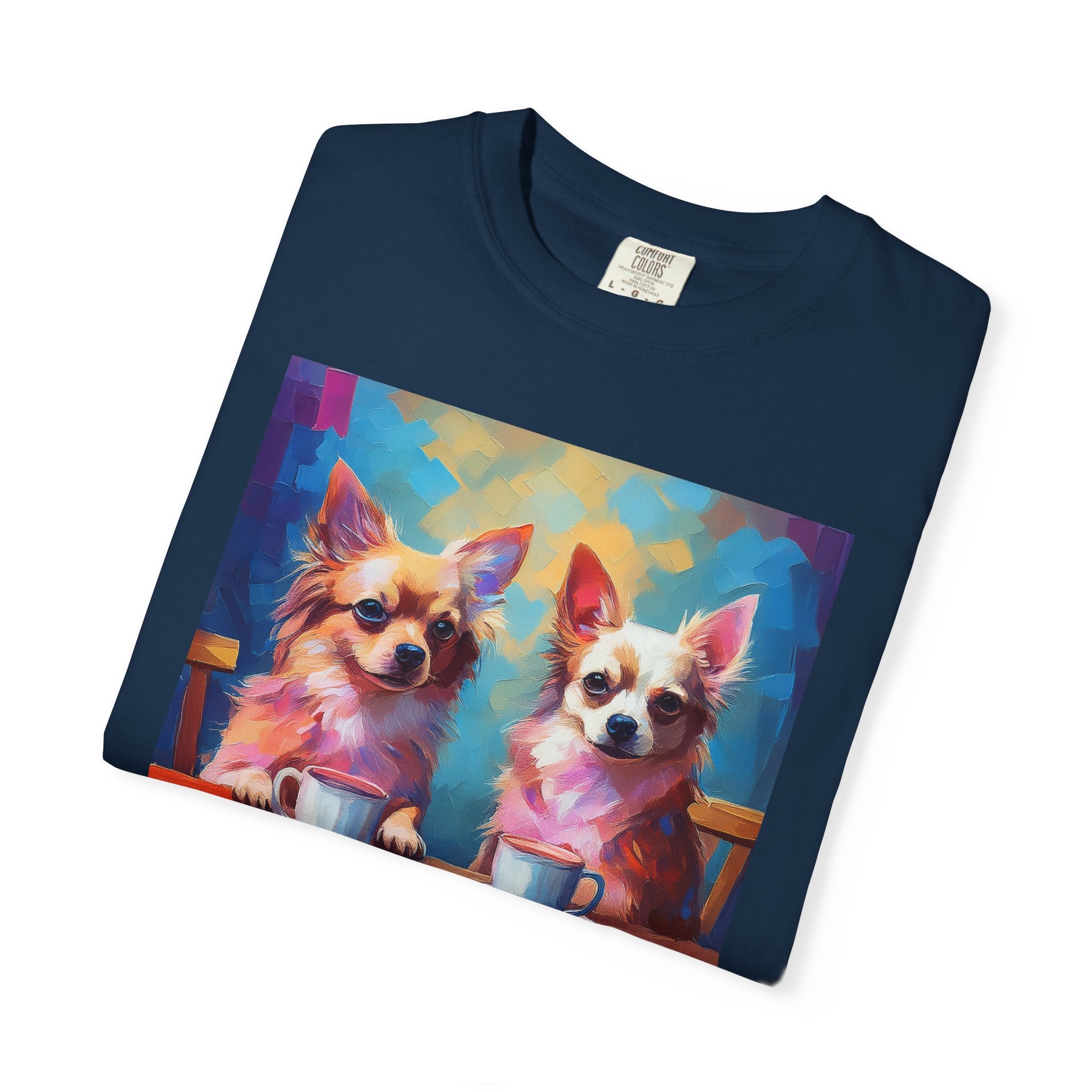 Cafe con Chihuahua Unisex Garment-Dyed T-shirt