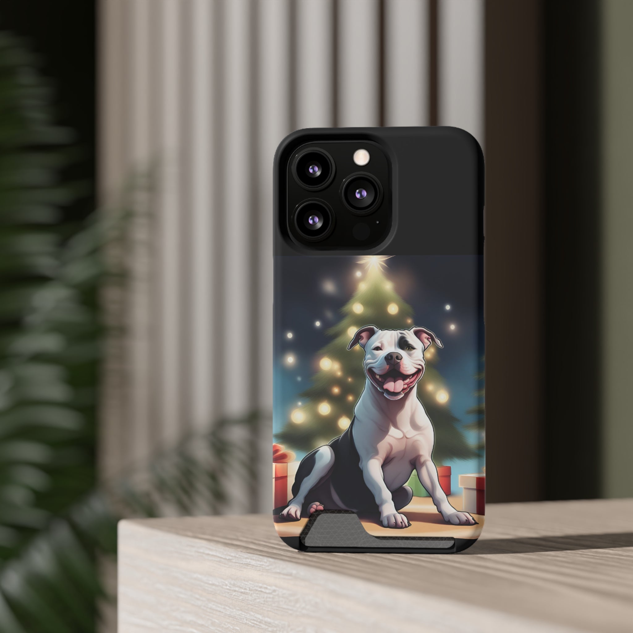 Pitbull Holiday Phone Case with Card Holder
