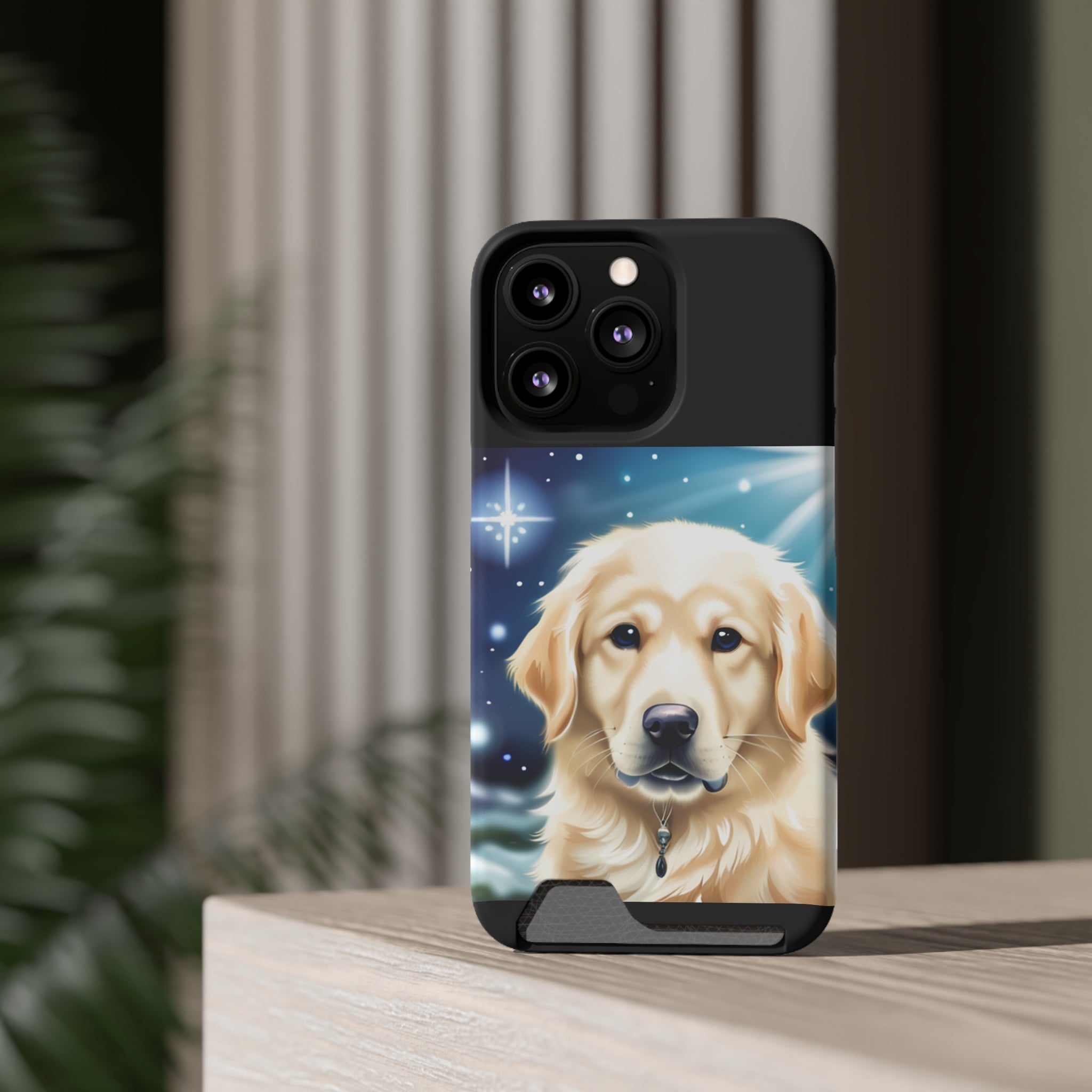 Golden Retriever Stary Night Phone Case with Card Holder