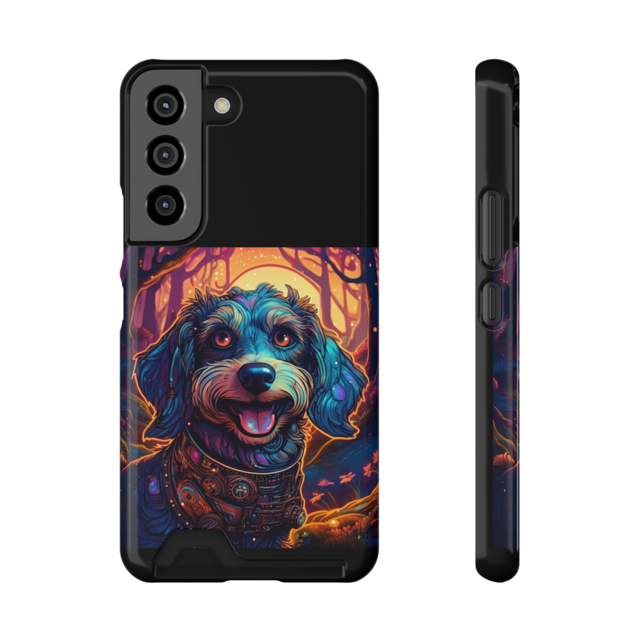 Dachshund Steampunk Phone Case with Card Holder