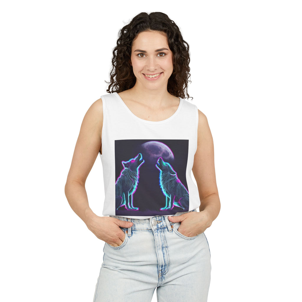 Neon Wolves Howling Unisex Tank Top