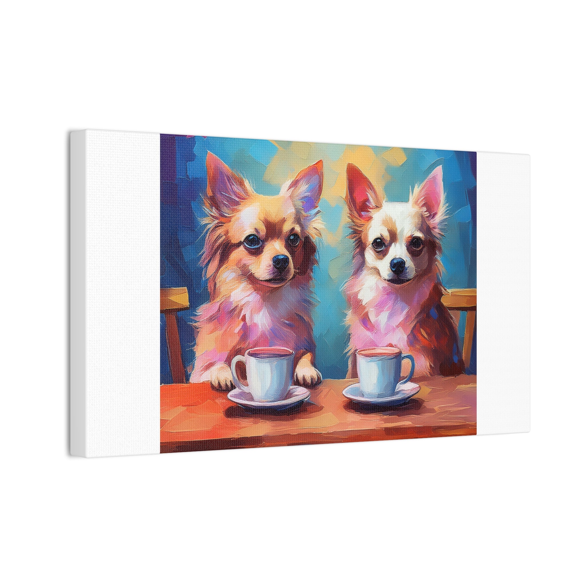 Cafe con Chihuahua Canvas Stretched, 0.75"