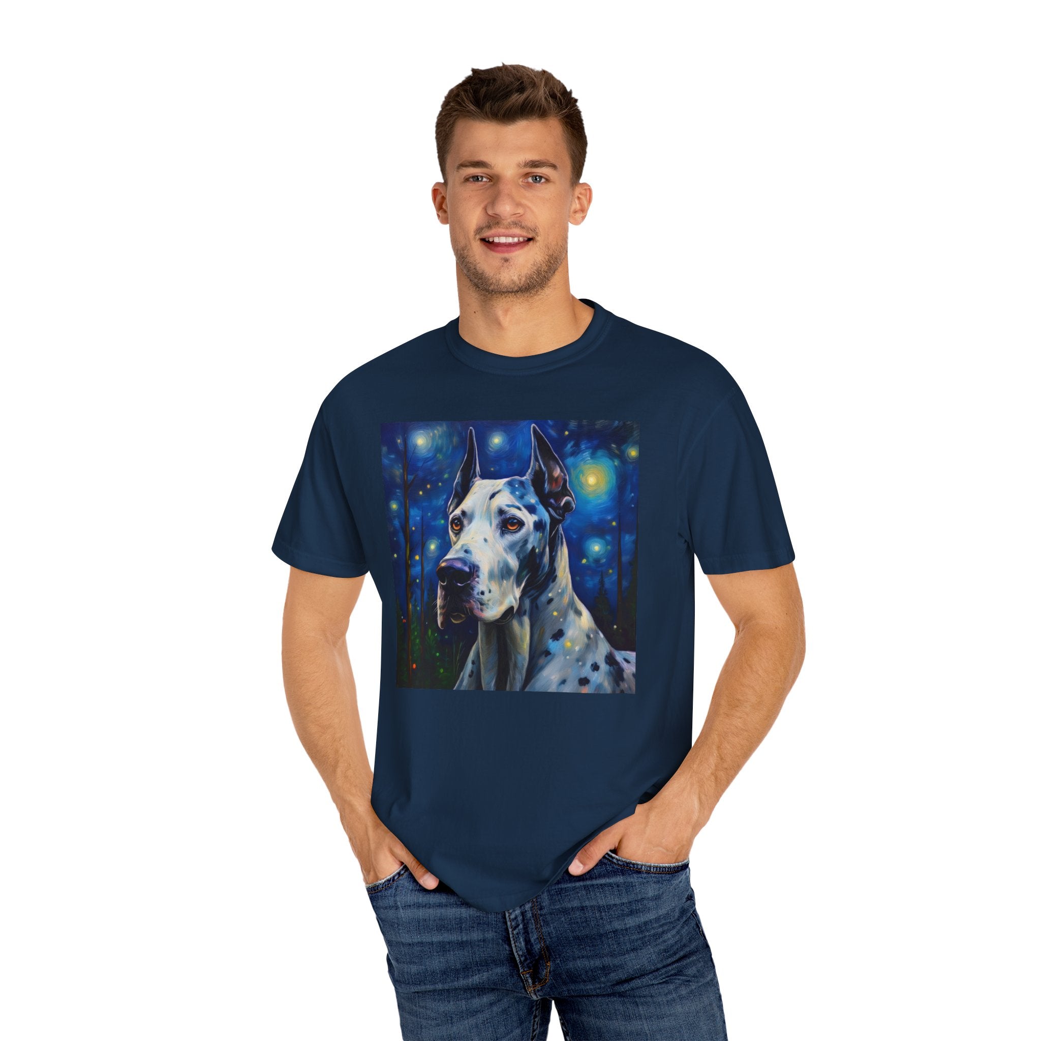 Great Dane Stary Night Unisex Garment-Dyed T-shirt