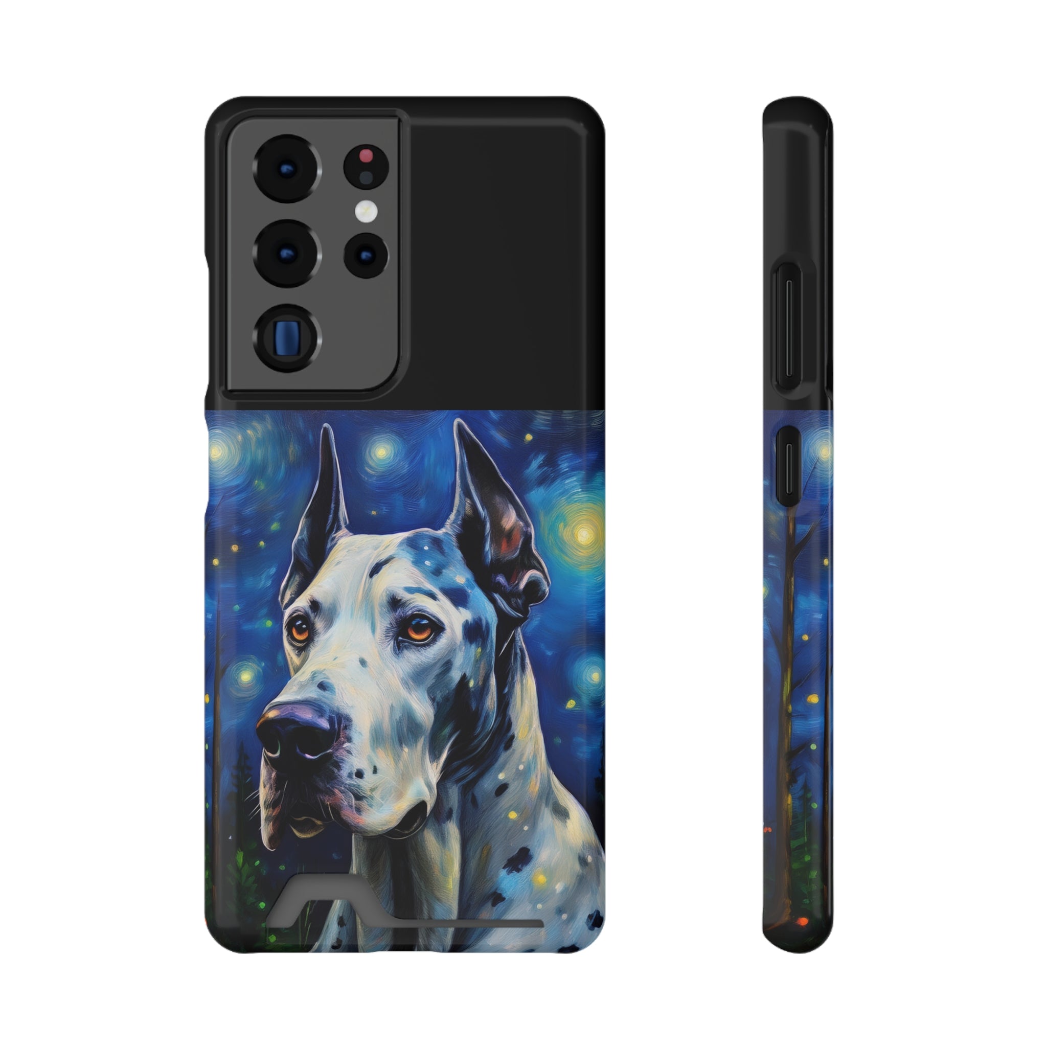 Great Dane Stary Night Phone Case with Card Holder