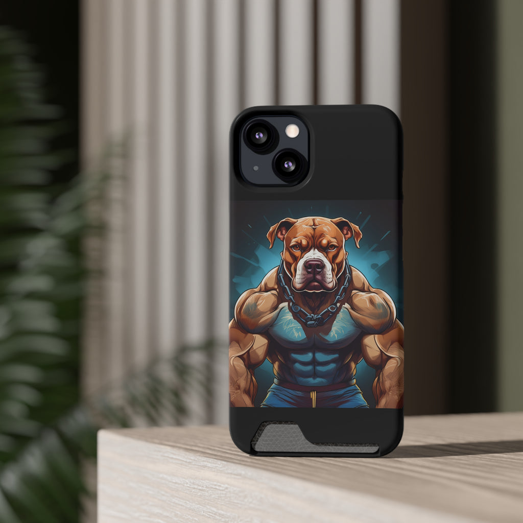 Pitbull Body Builder Phone Case with Card Holder