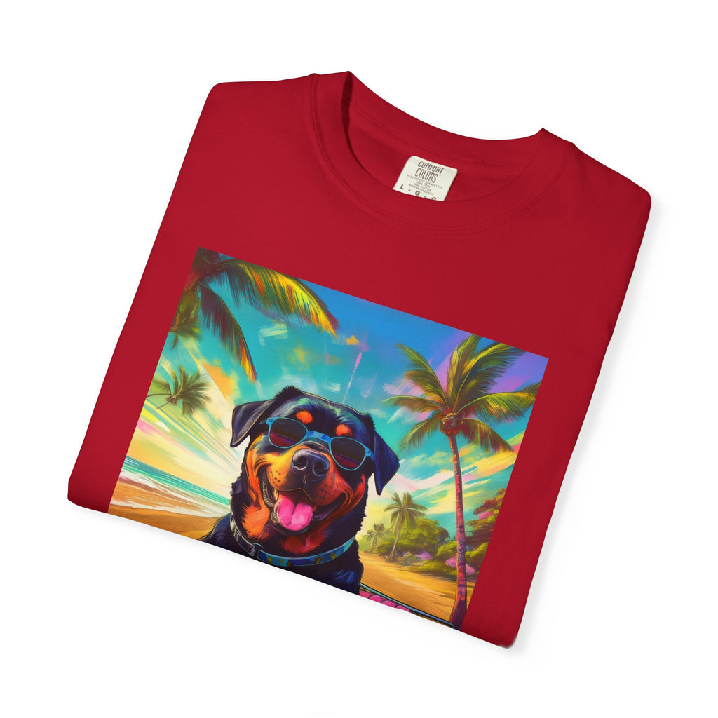 Rottweiler Beach Drive Unisex Garment-Dyed T-shirt