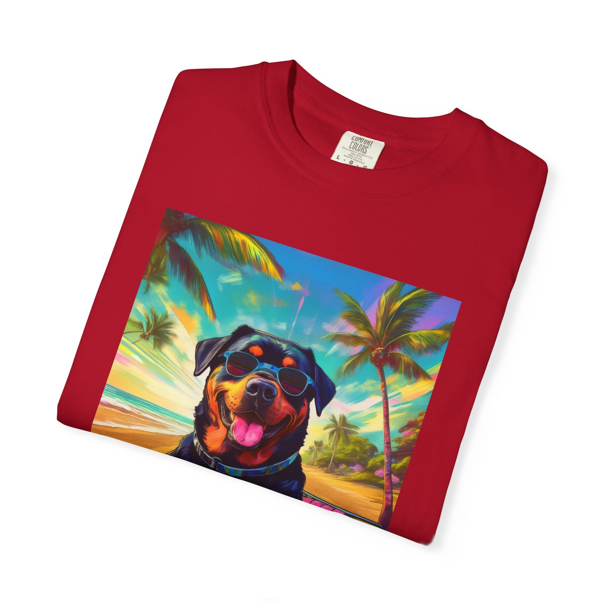 Rottweiler Beach Drive Unisex Garment-Dyed T-shirt