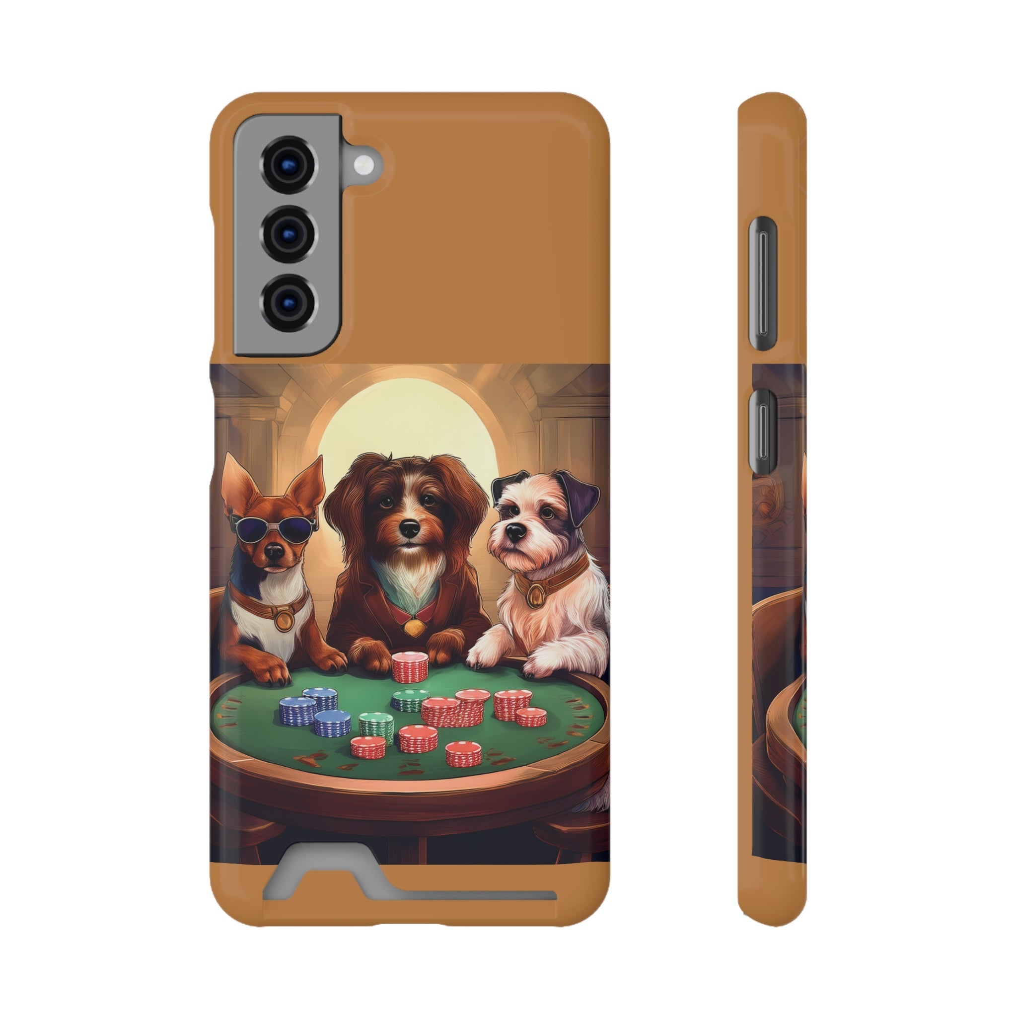 Puppy Poker Phone Case with Card Holder