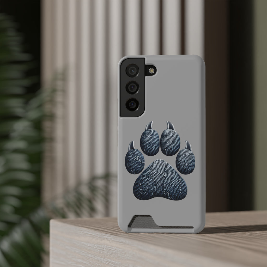 Denim Dog Paw Phone Case with Card Holder