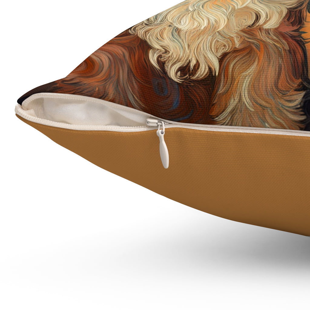 Doodles, Black & Tan Polyester Square Pillow