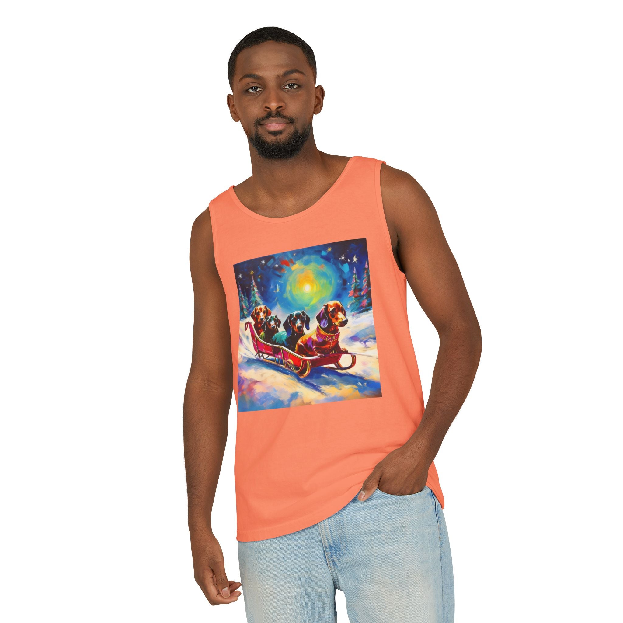 Dachshund Night Sleighride Unisex Tank Top