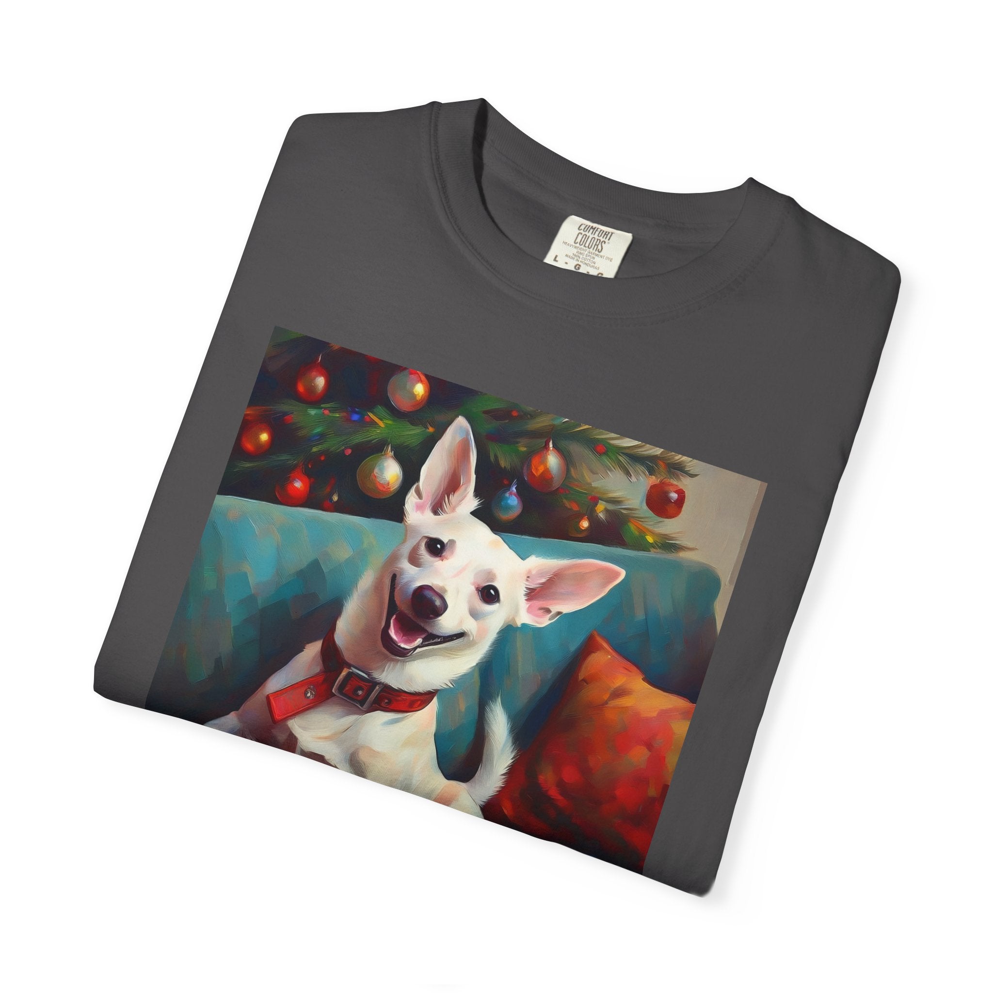 White Corgi Holiday II Unisex Garment-Dyed T-shirt
