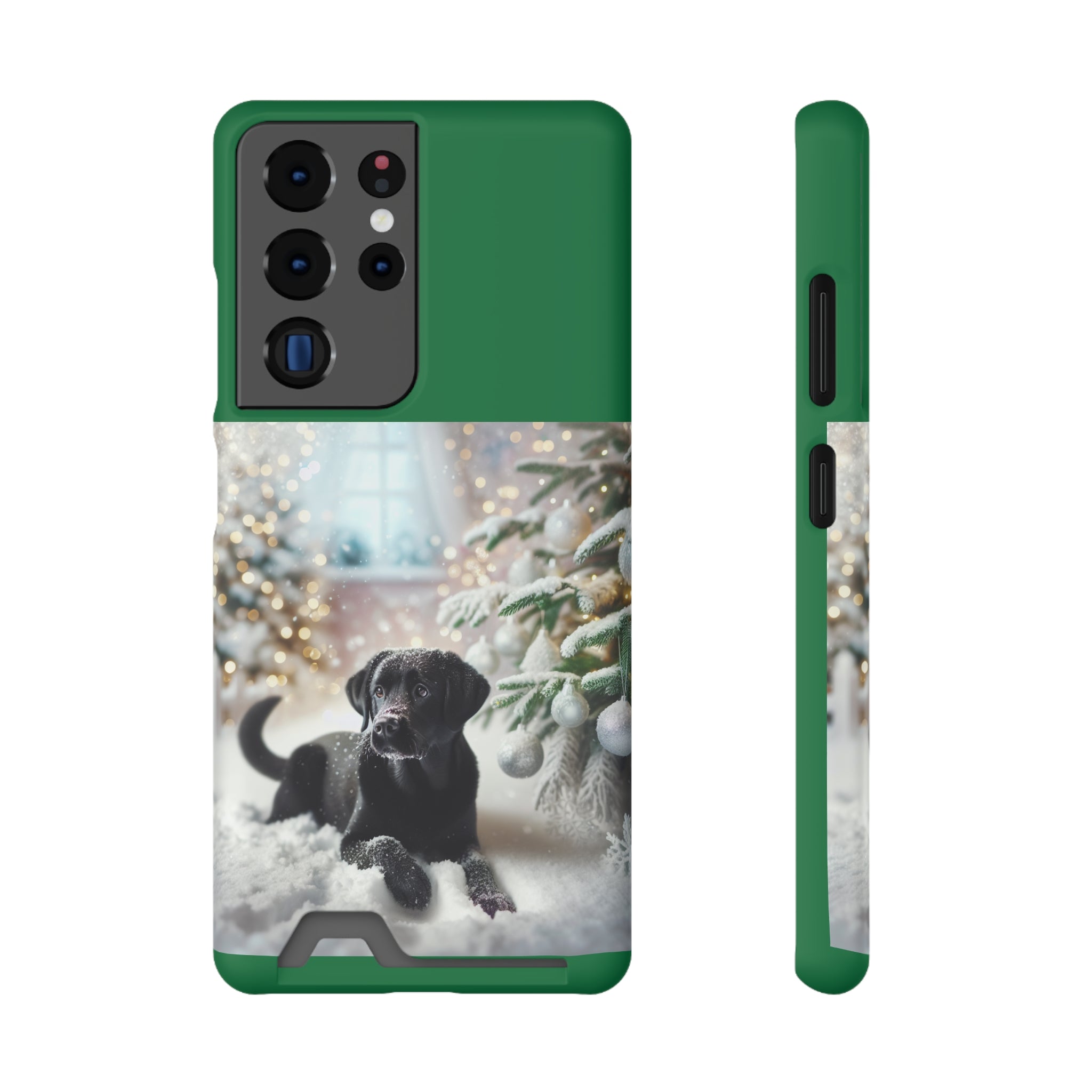 Black Lab Holiday Phone Case with Card Holder