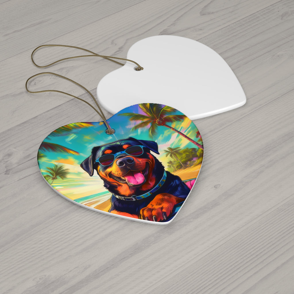 Rottweiler Beach Drive Ceramic Ornament