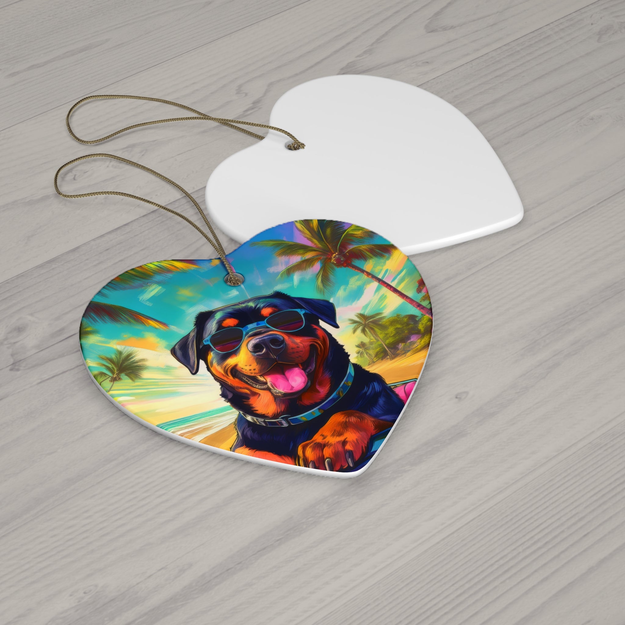 Rottweiler Beach Drive Ceramic Ornament