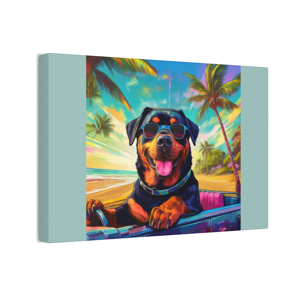 Rottweiler Beach Drive Canvas Painting