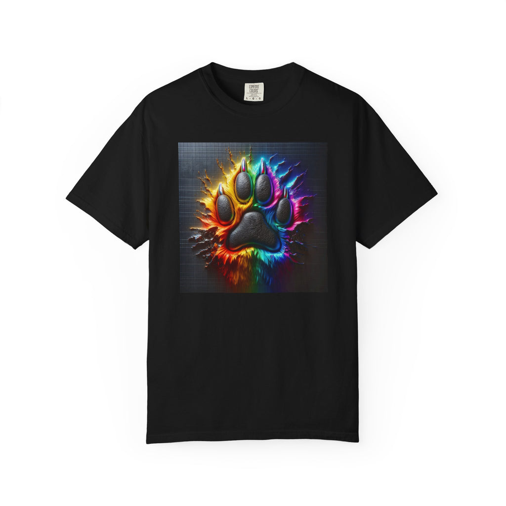 Electric Rainbow Dog Paw Unisex Garment-Dyed T-shirt