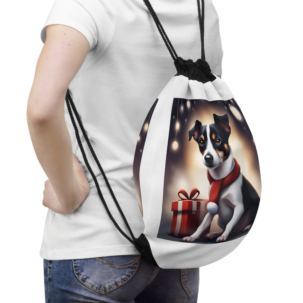 Jack Russell Holiday Drawstring Bag