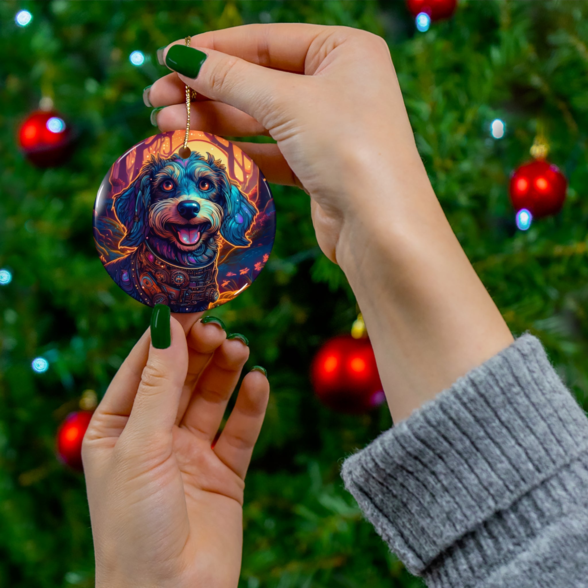Steampunk Dachshund Ceramic Ornament