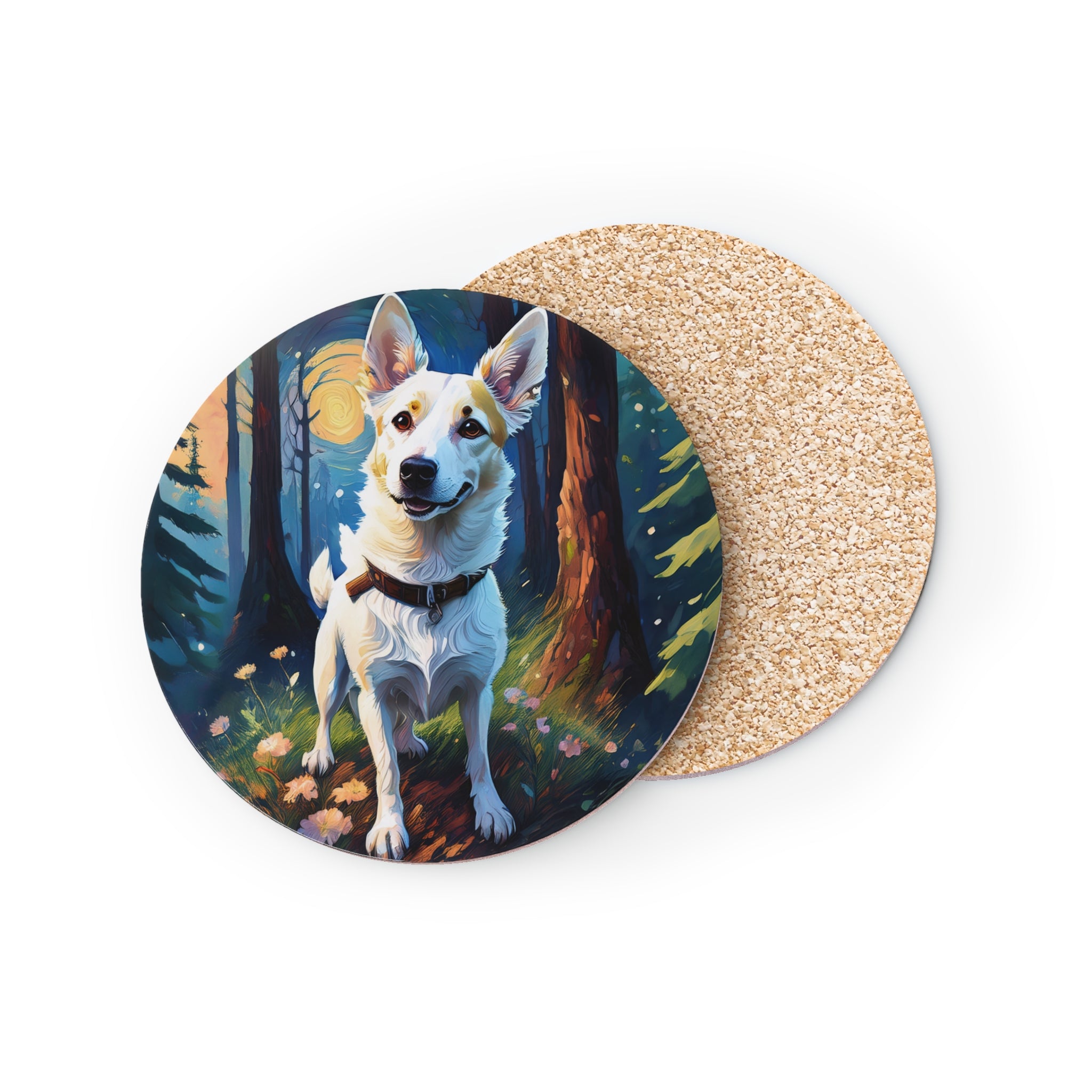 White/Tan Dog Forest Walk Coasters