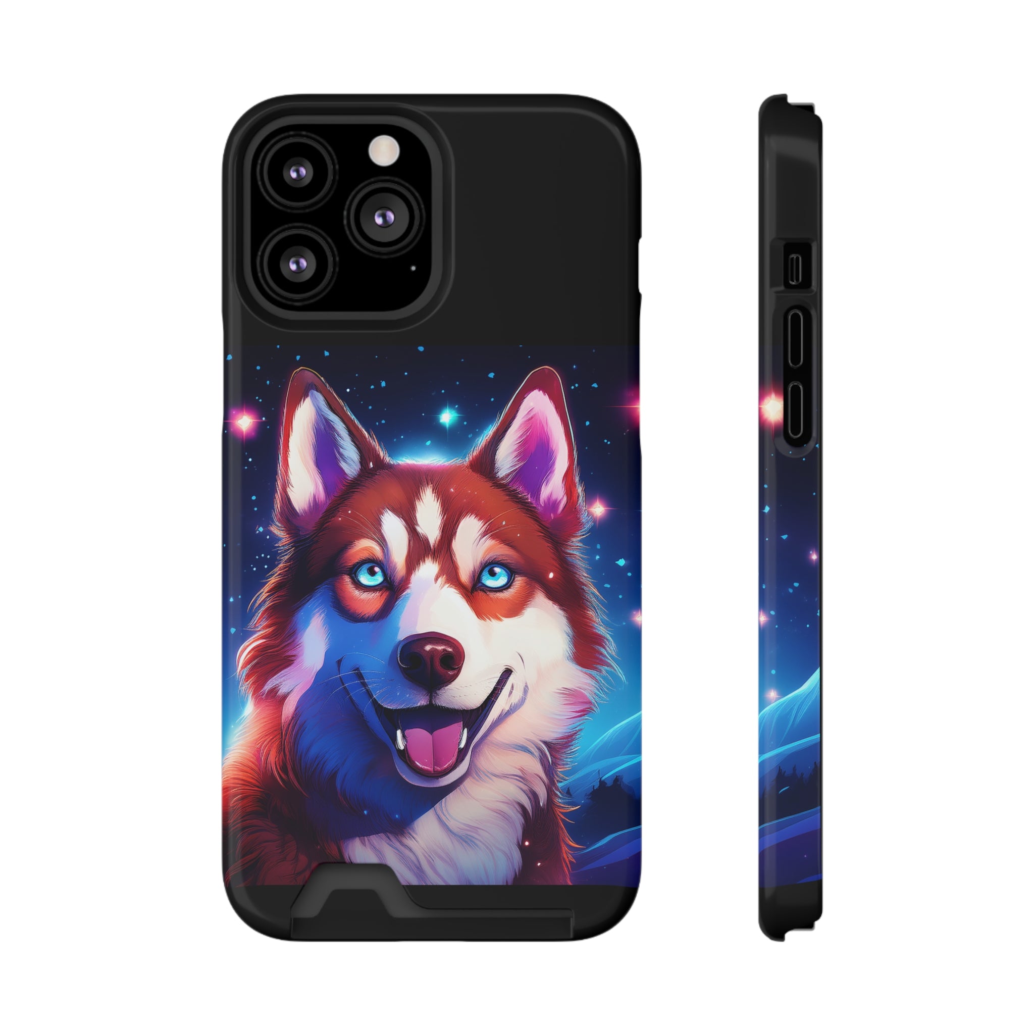 Eskimo Husky Stary Night Phone Case with Card Holder