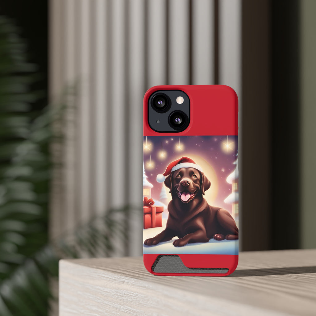 Choclate Lab Holiday Phone Case with Card Holder