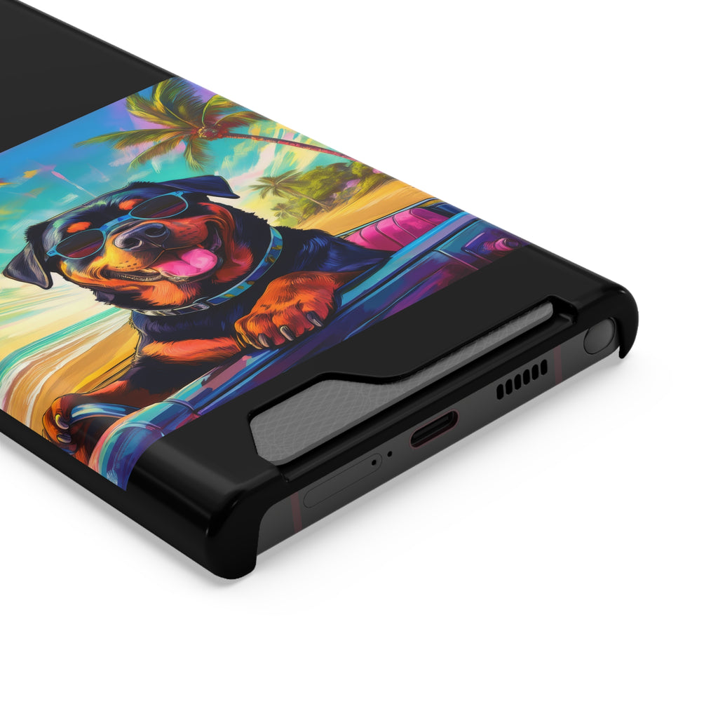 Rottweiler Beach Drive Phone Case with Card Holder