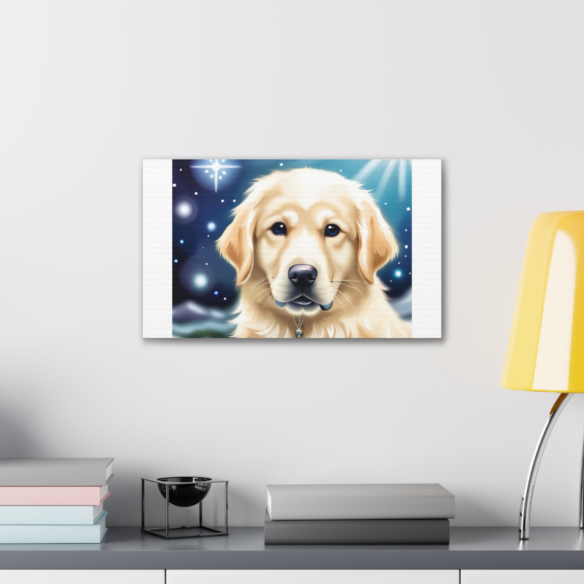 Golden Retriever Stary Night Canvas Stretched, 0.75"