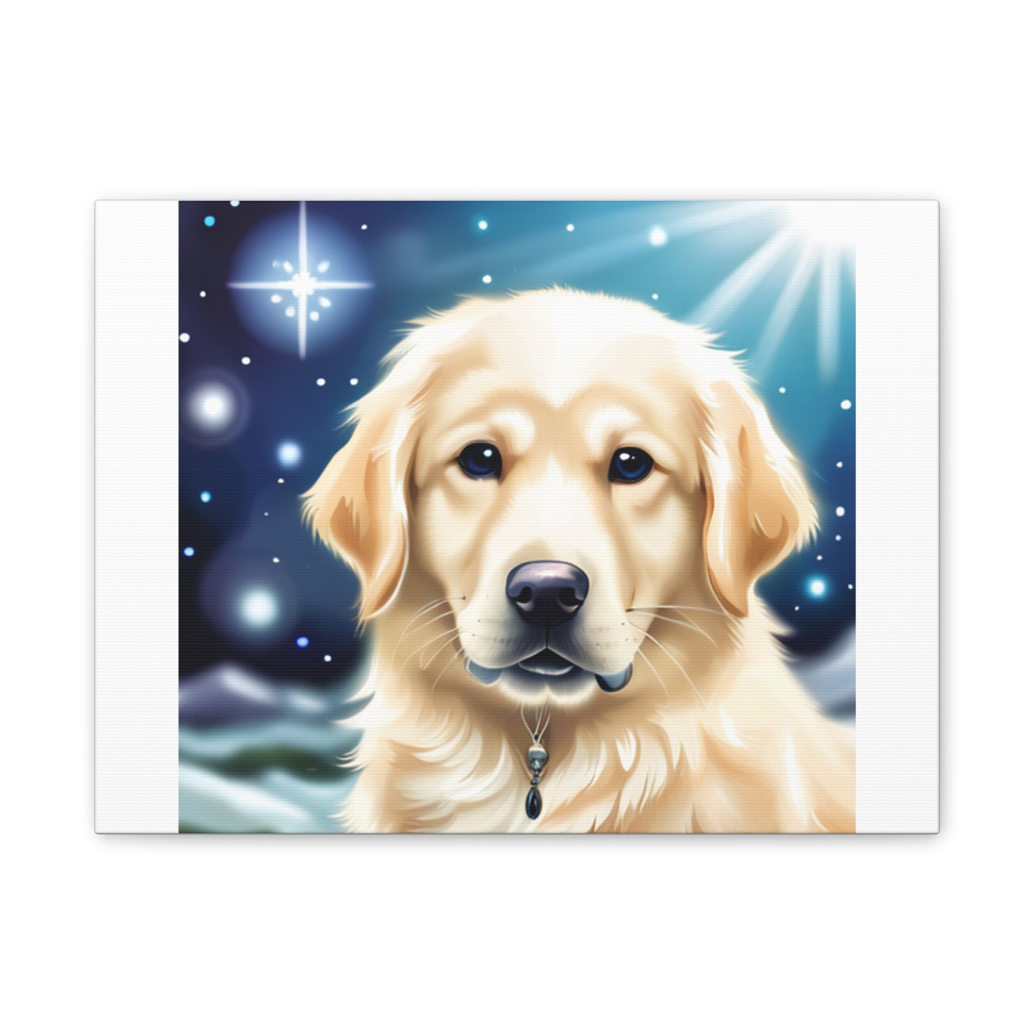 Golden Retriever Stary Night Canvas Stretched, 0.75"