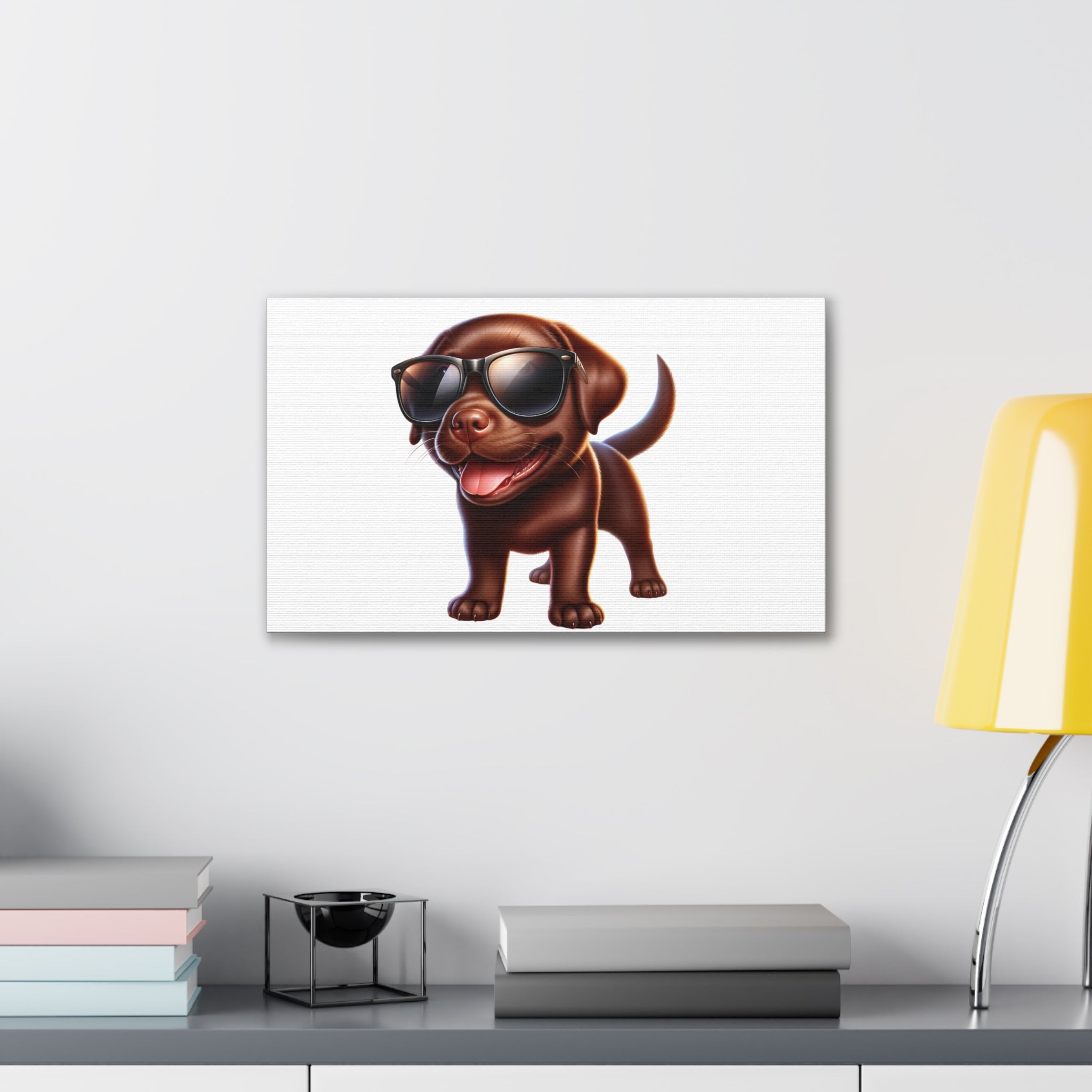 Chocolate Lab in Sunglasses Canvas Stretched, 0.75"