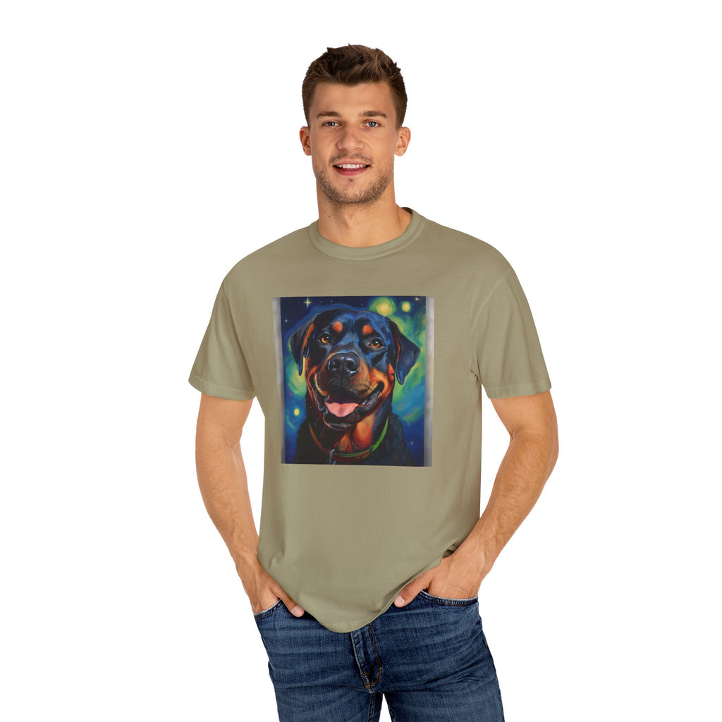 Rottweiler Stary Night Unisex Garment-Dyed T-shirt