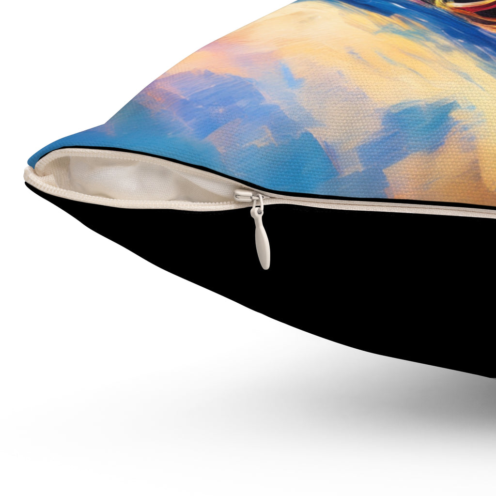 Dachshund Night Sleighride Polyester Square Pillow