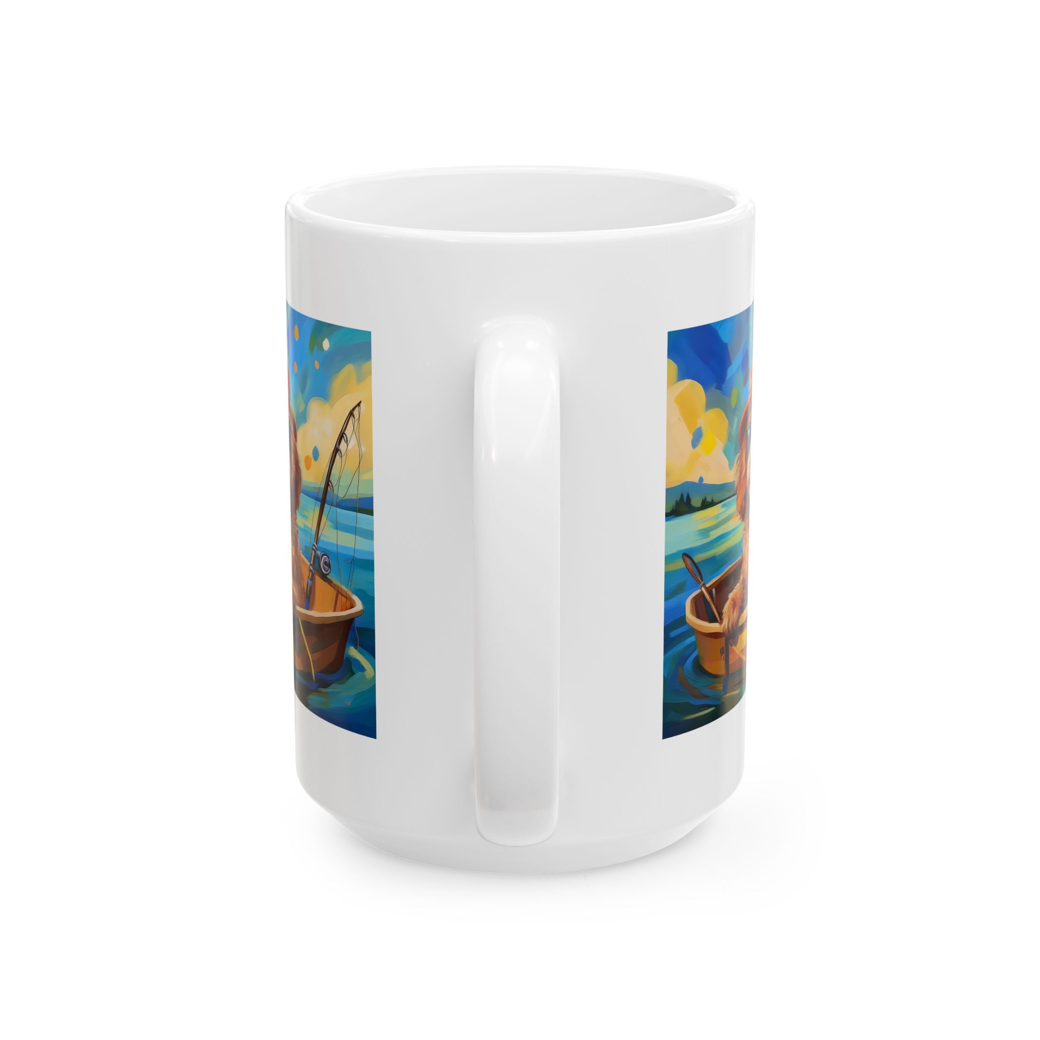Doodle Fishing Ceramic Mug, (11oz, 15oz)