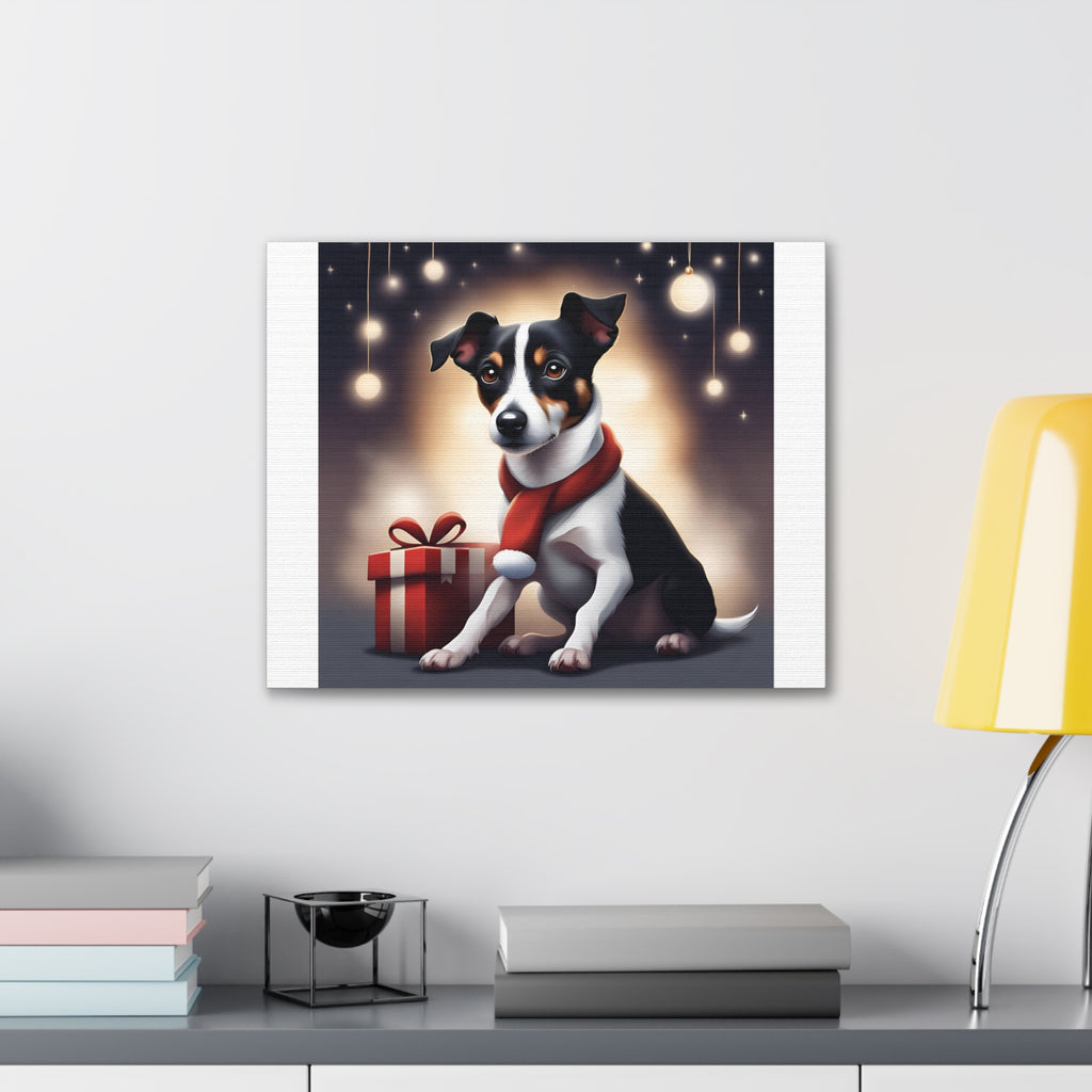 Jack Russel Holiday Canvas Stretched, 0.75"