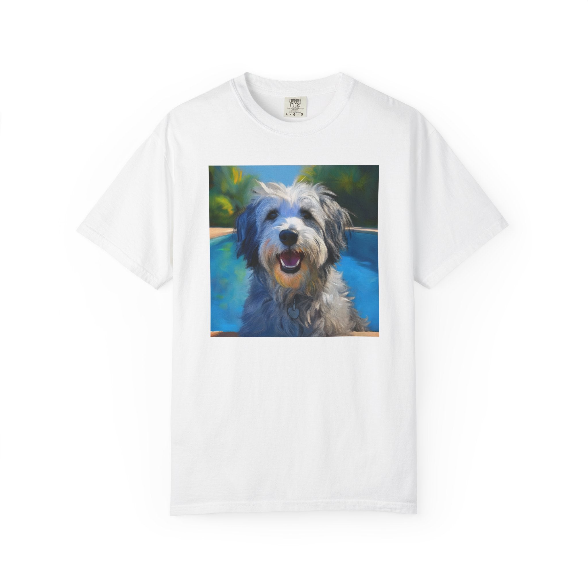 Grey Shaggy Dog Poolside Unisex Garment-Dyed T-shirt