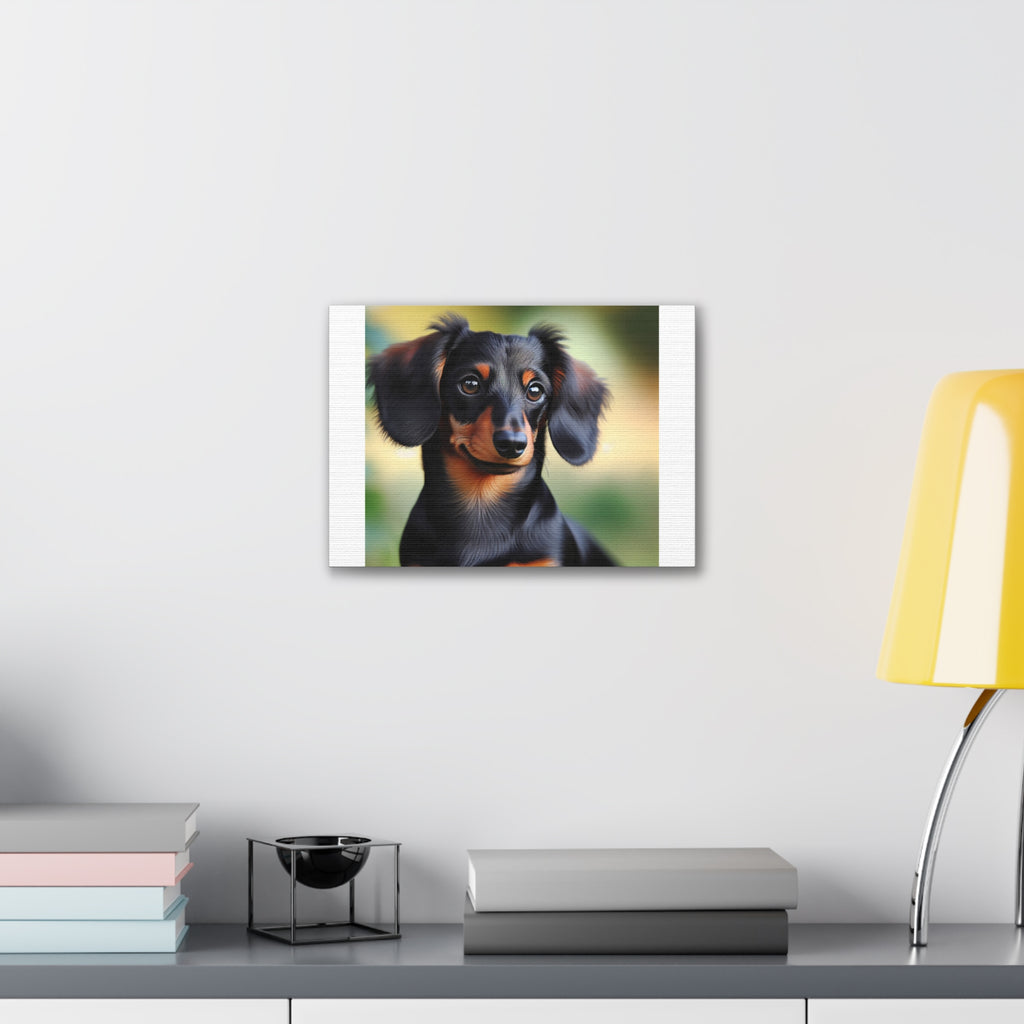 Black/Brown Dachshund Canvas Stretched, 0.75"