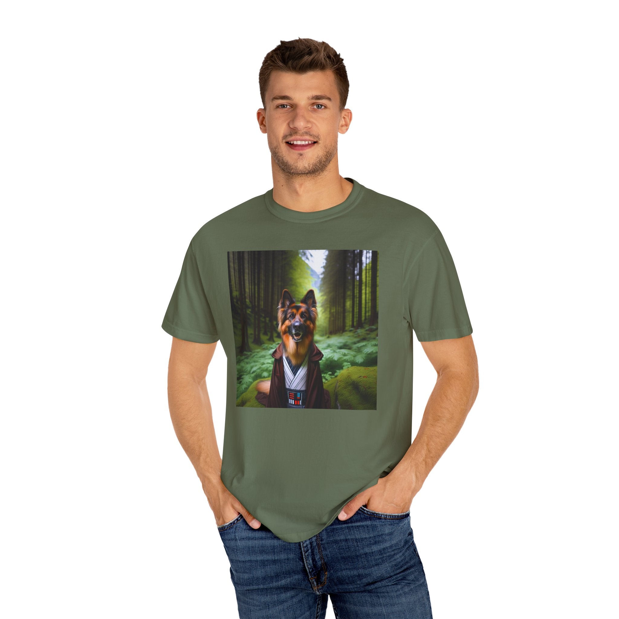 German Shepherd Forest Knight Unisex Garment-Dyed T-shirt