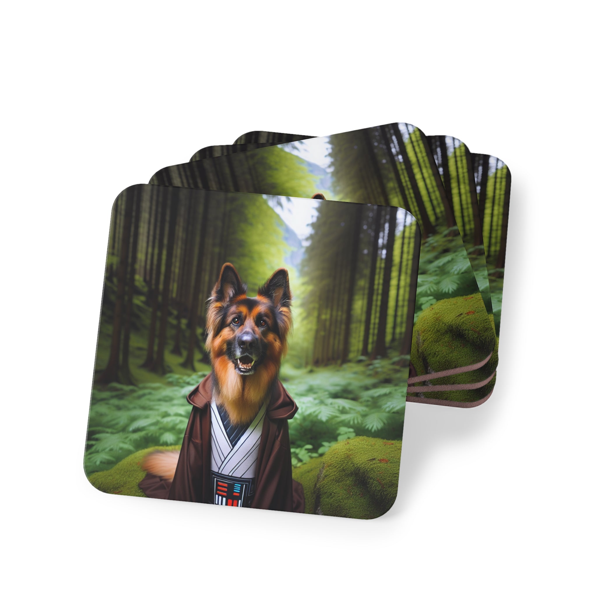 German Shepherd Forest Night Coasters
