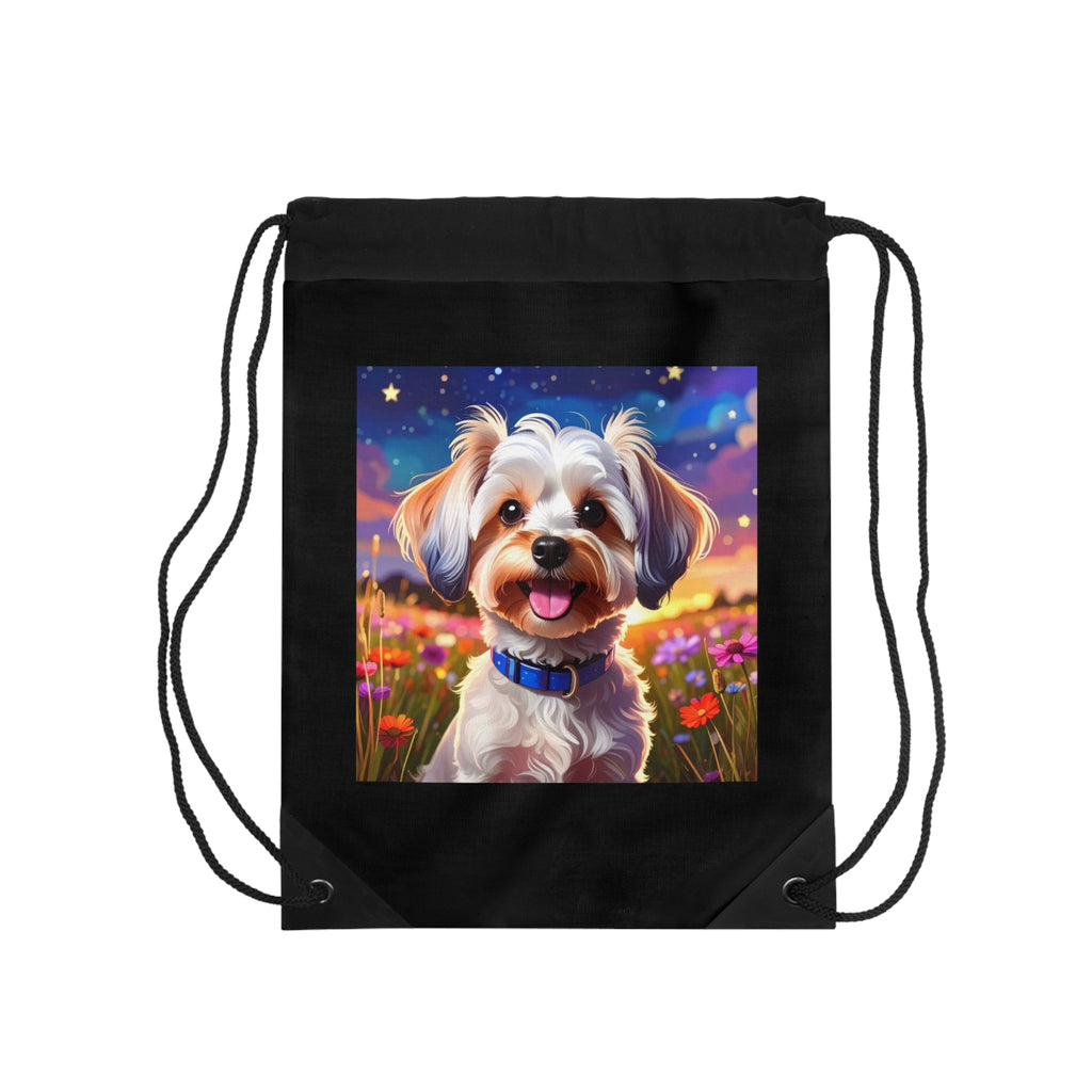 Yorkie Stary Night Drawstring Bag