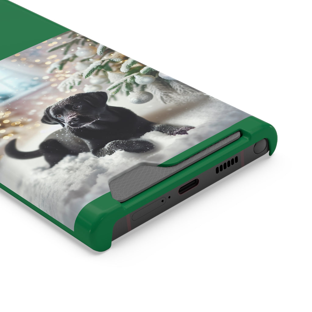 Black Lab Holiday Phone Case with Card Holder