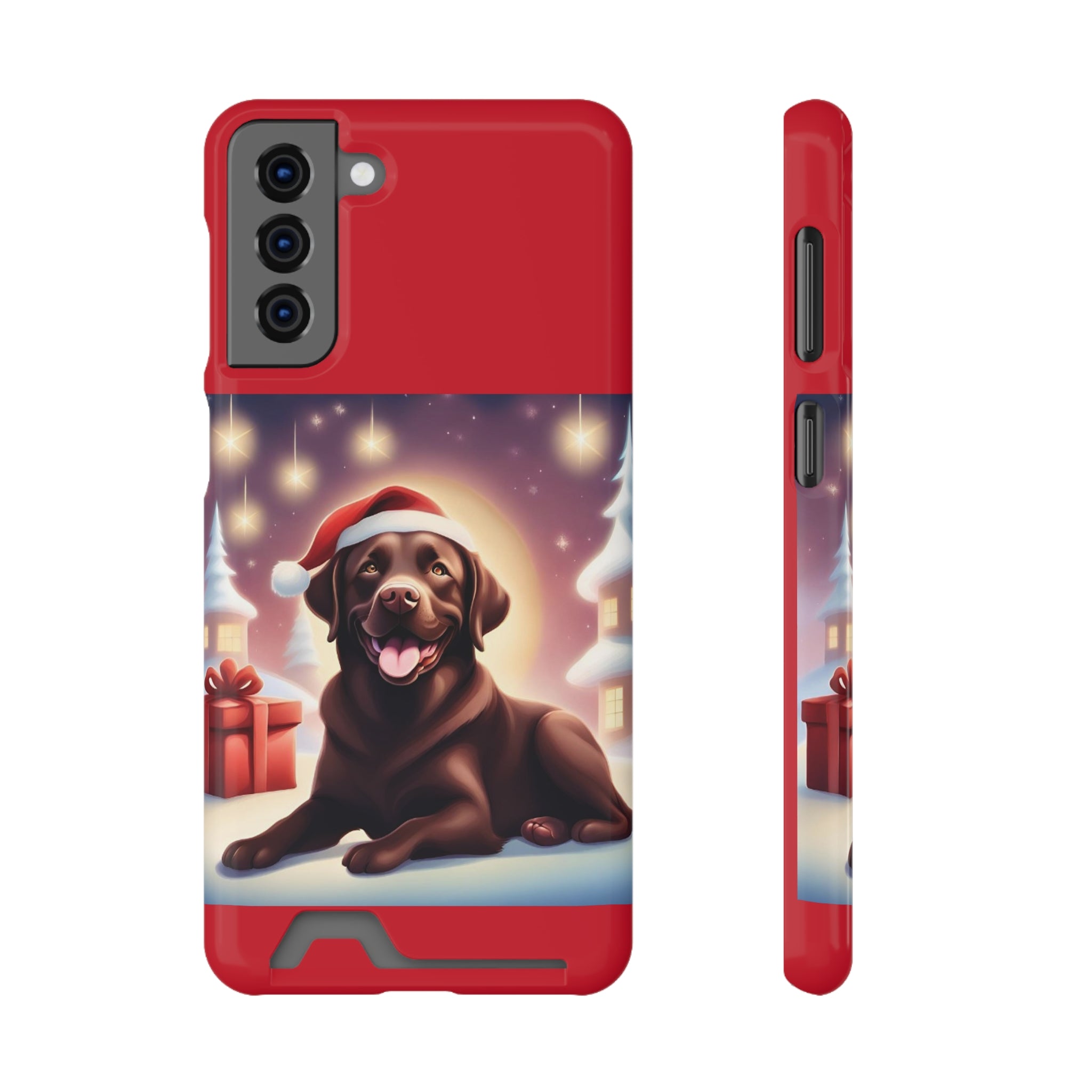 Choclate Lab Holiday Phone Case with Card Holder