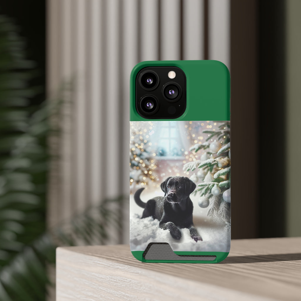 Black Lab Holiday Phone Case with Card Holder