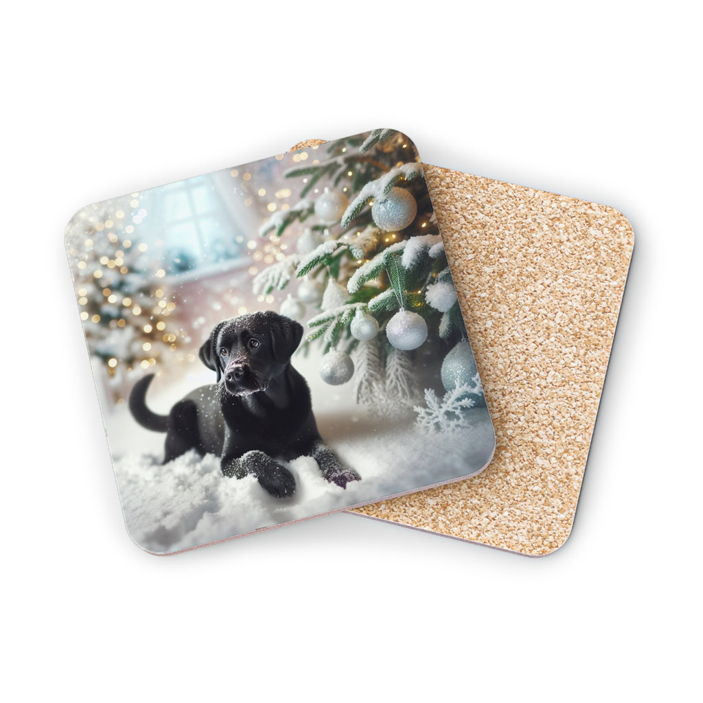 Black Lab Puppy Holiday Coasters